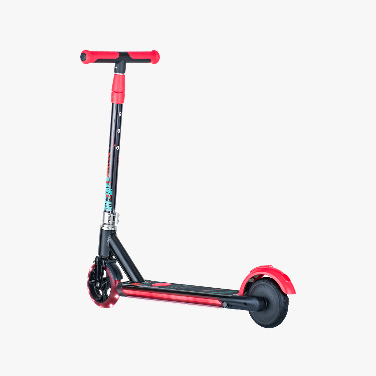rear angled view of the darth vader electric scooter facing the left