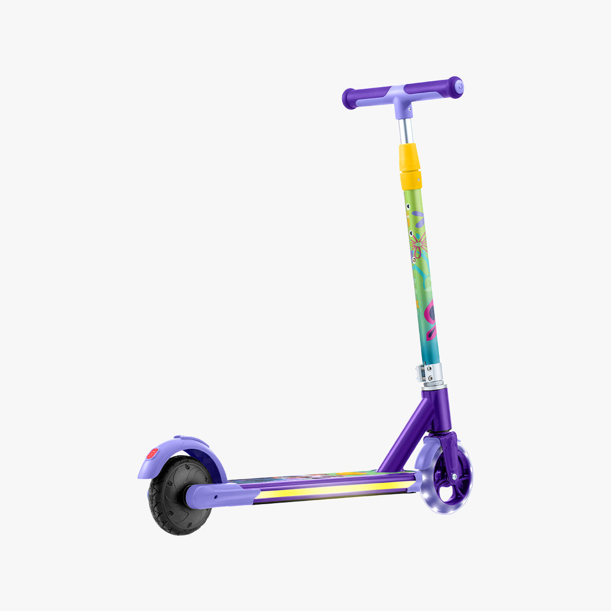 rear angled view of the disney encanto electric scooter facing to the right