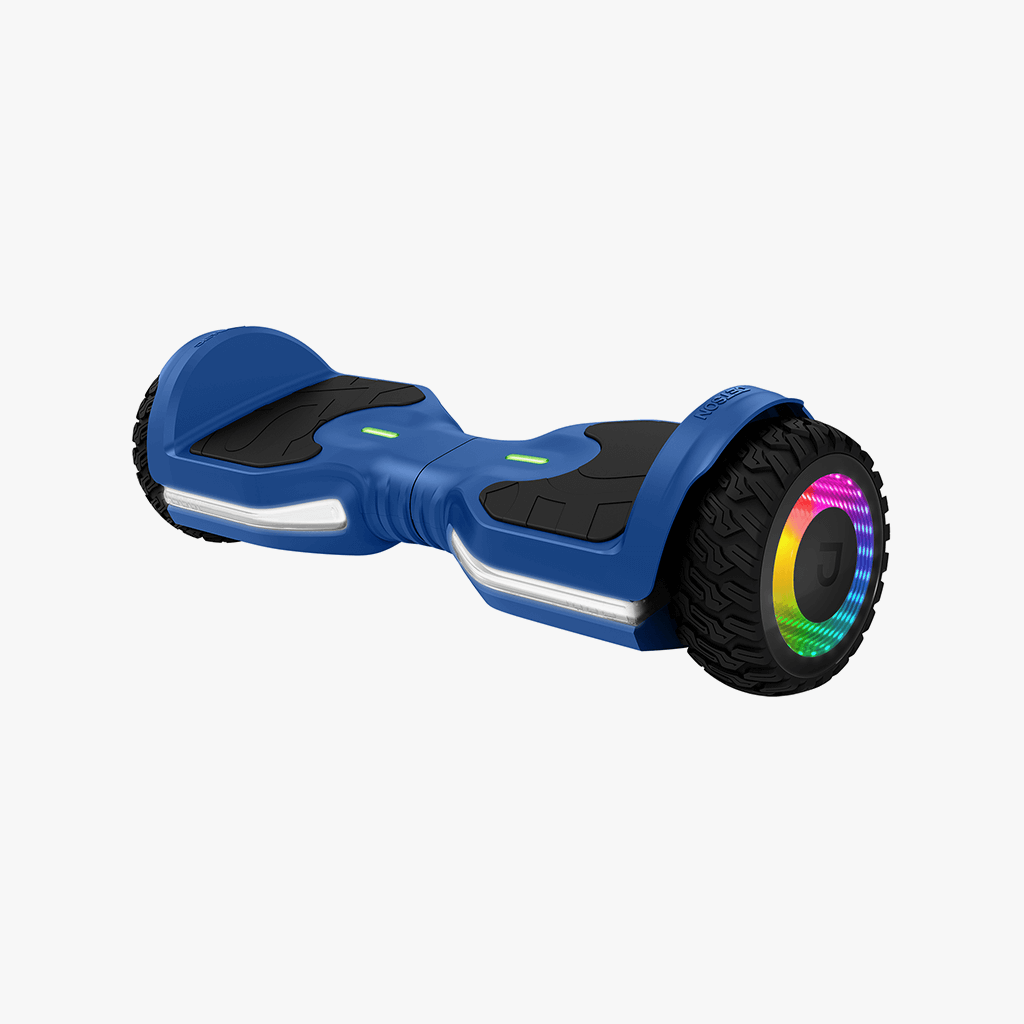 front view of the blue Flash hoverboard