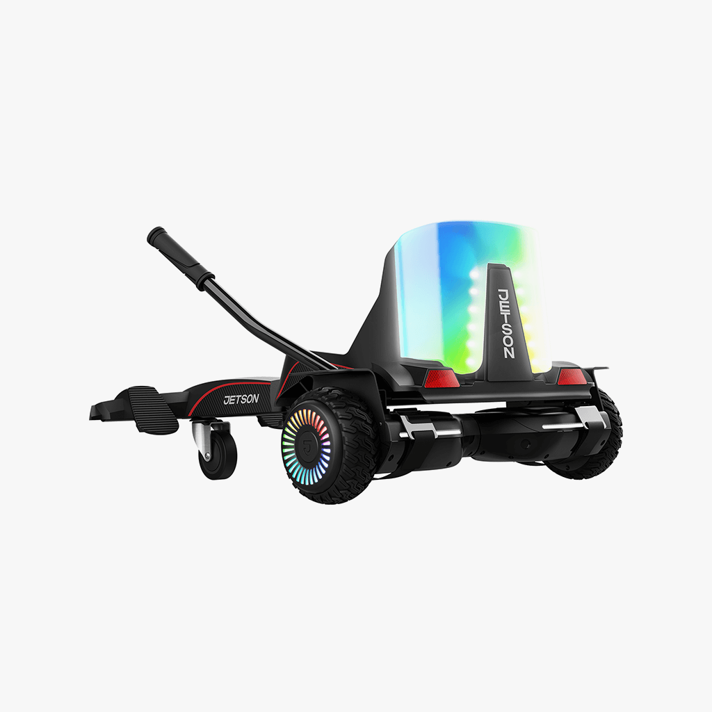 rear view of the force hoverboard combo with the lit up seat back