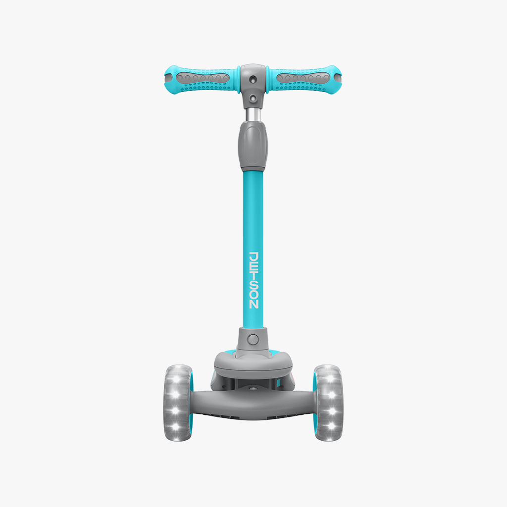 straight on view of the blue gleam kick scooter 