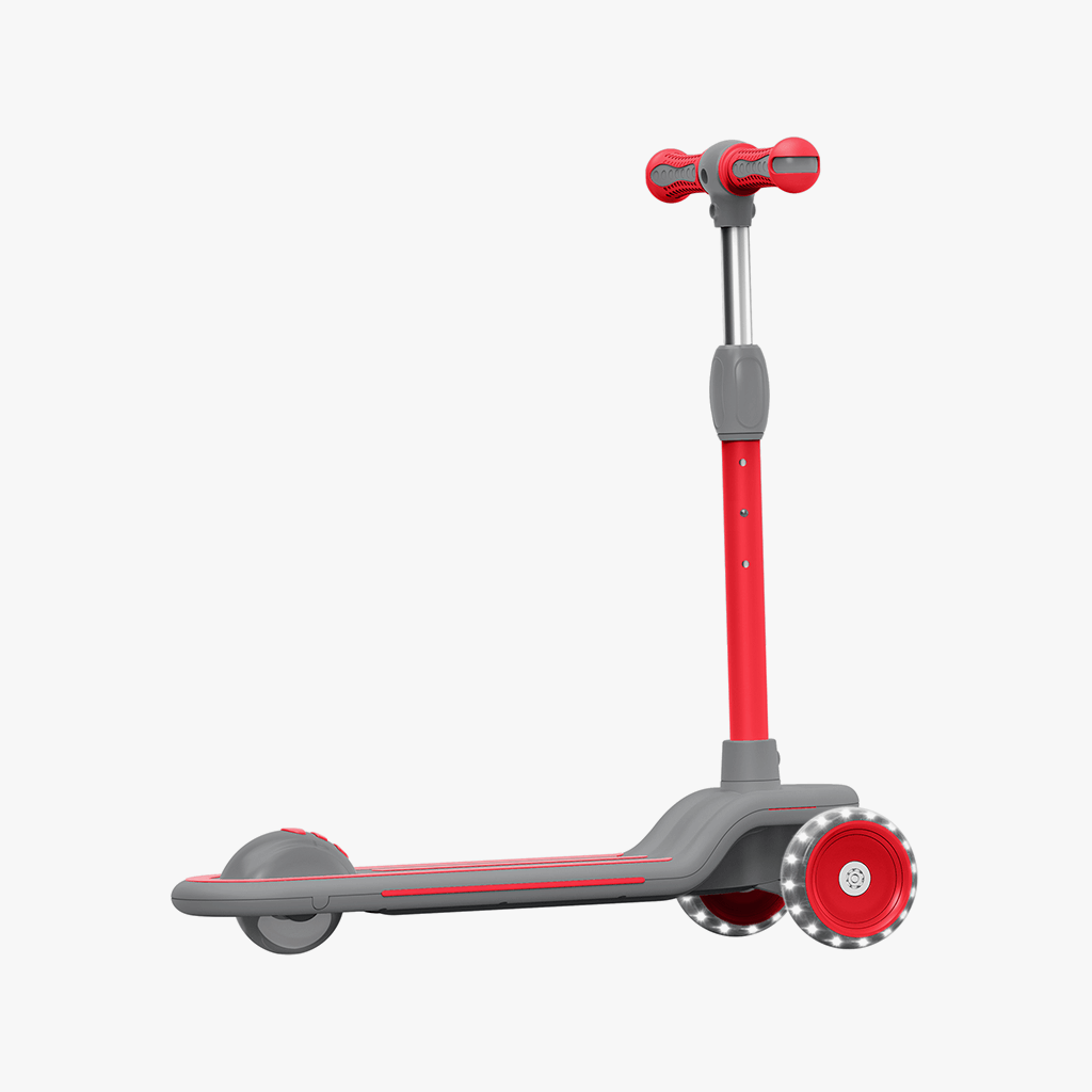 side view of the red gleam kick scooter 