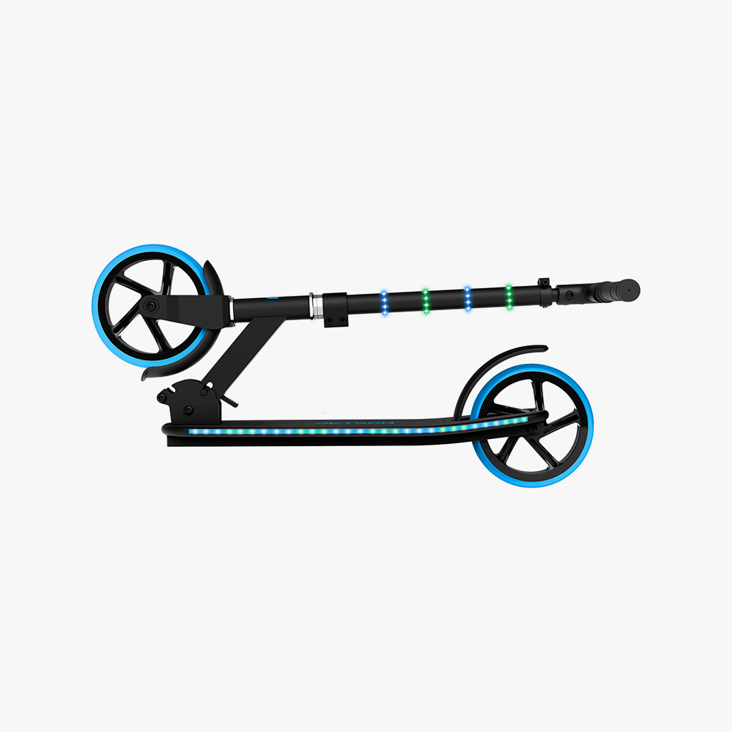 folded blue helix scooter