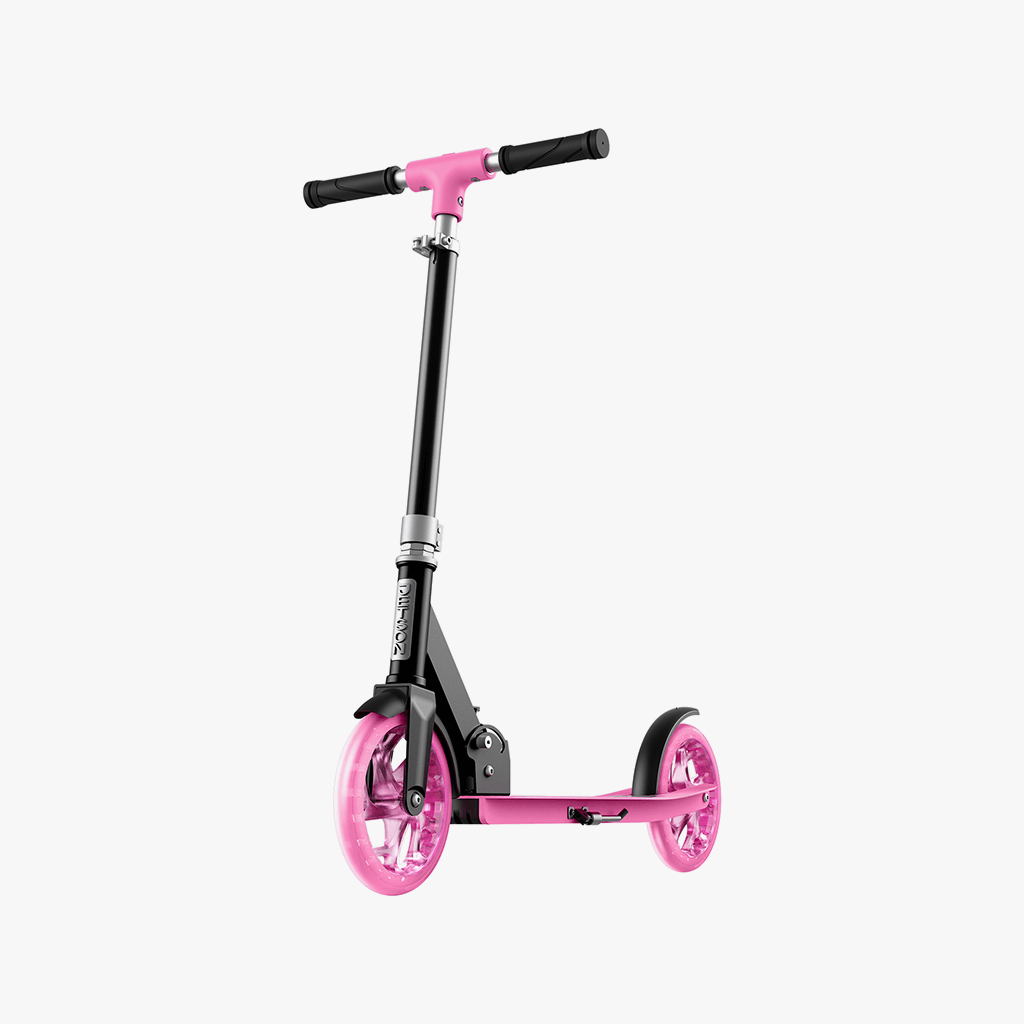 angled view of the pink hex scooter