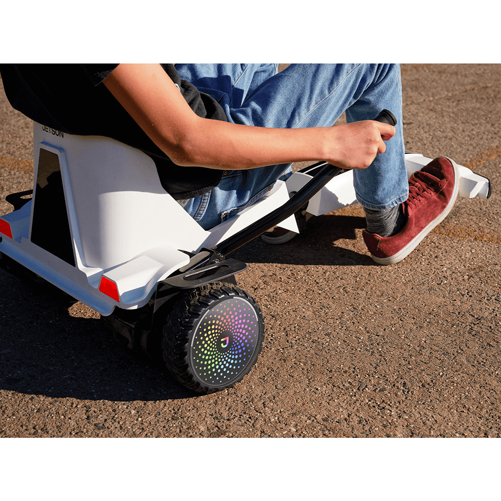 person riding outside on the white Impulse Jetkart combo