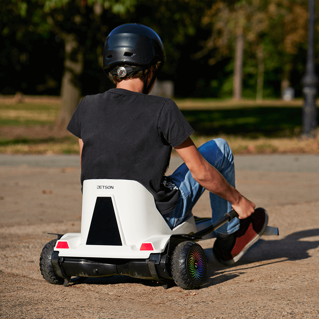 back view of a young person riding on the Impulse Jetkart combo