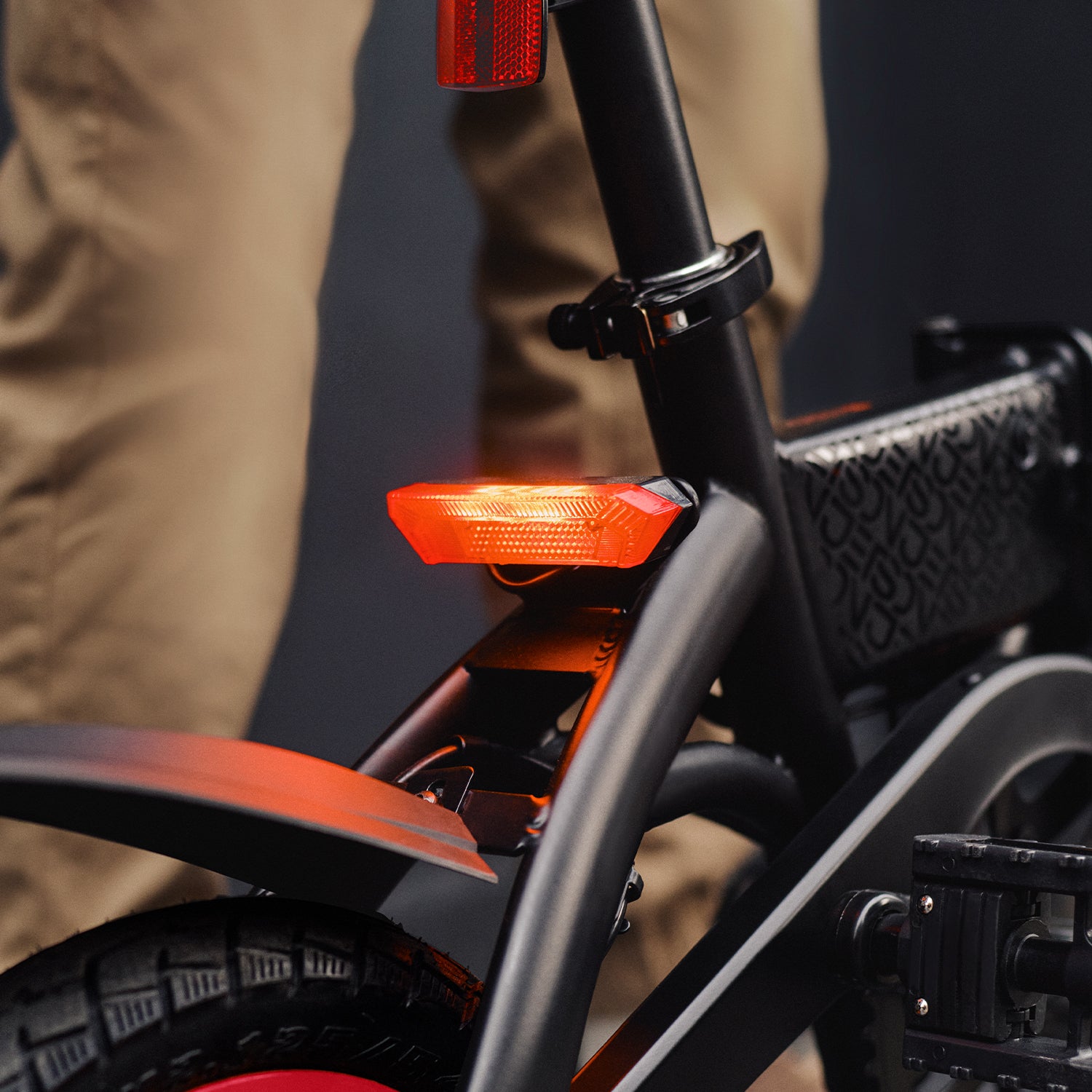 close up of the rear light on the arro electric bike