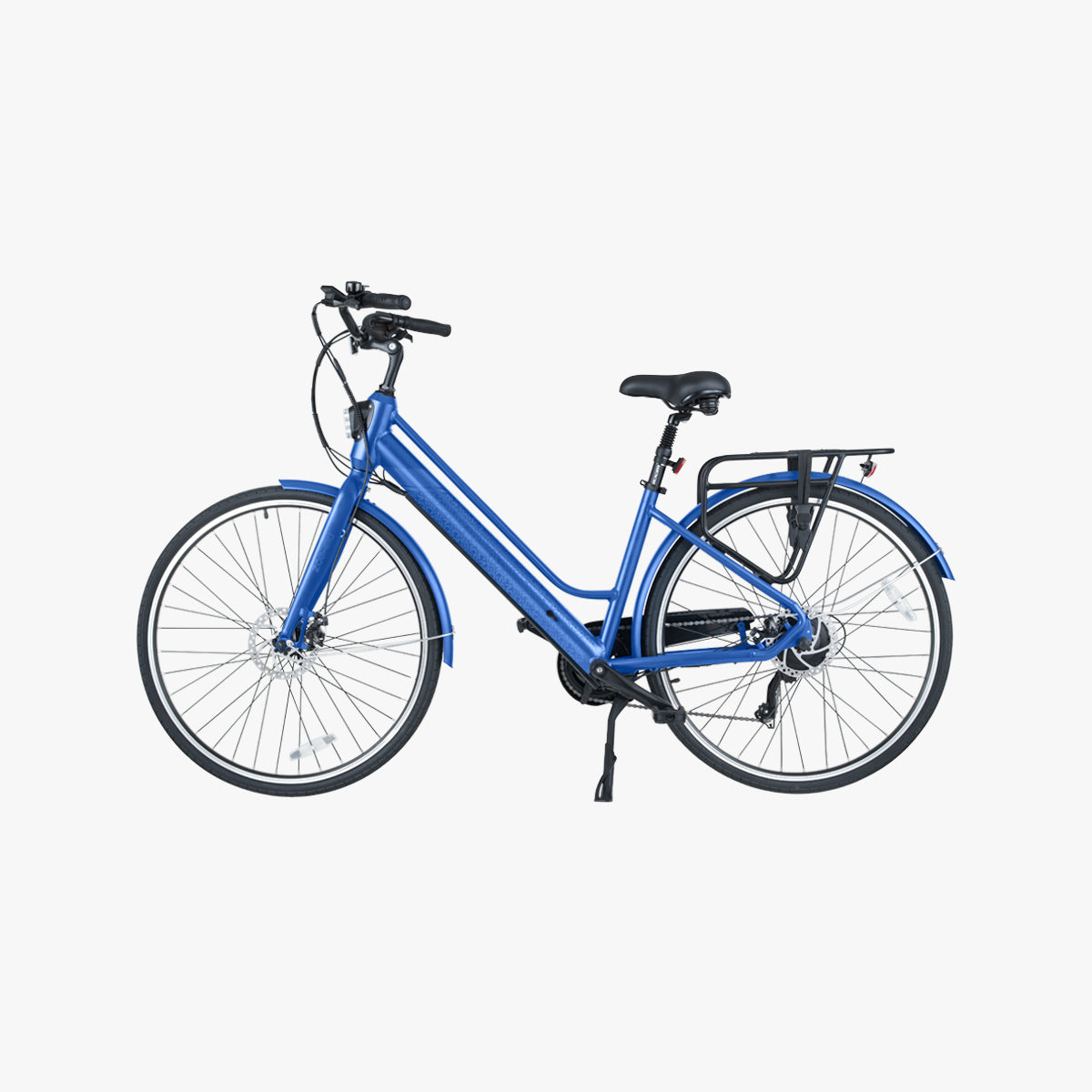 side profile of blue Journey electric bike