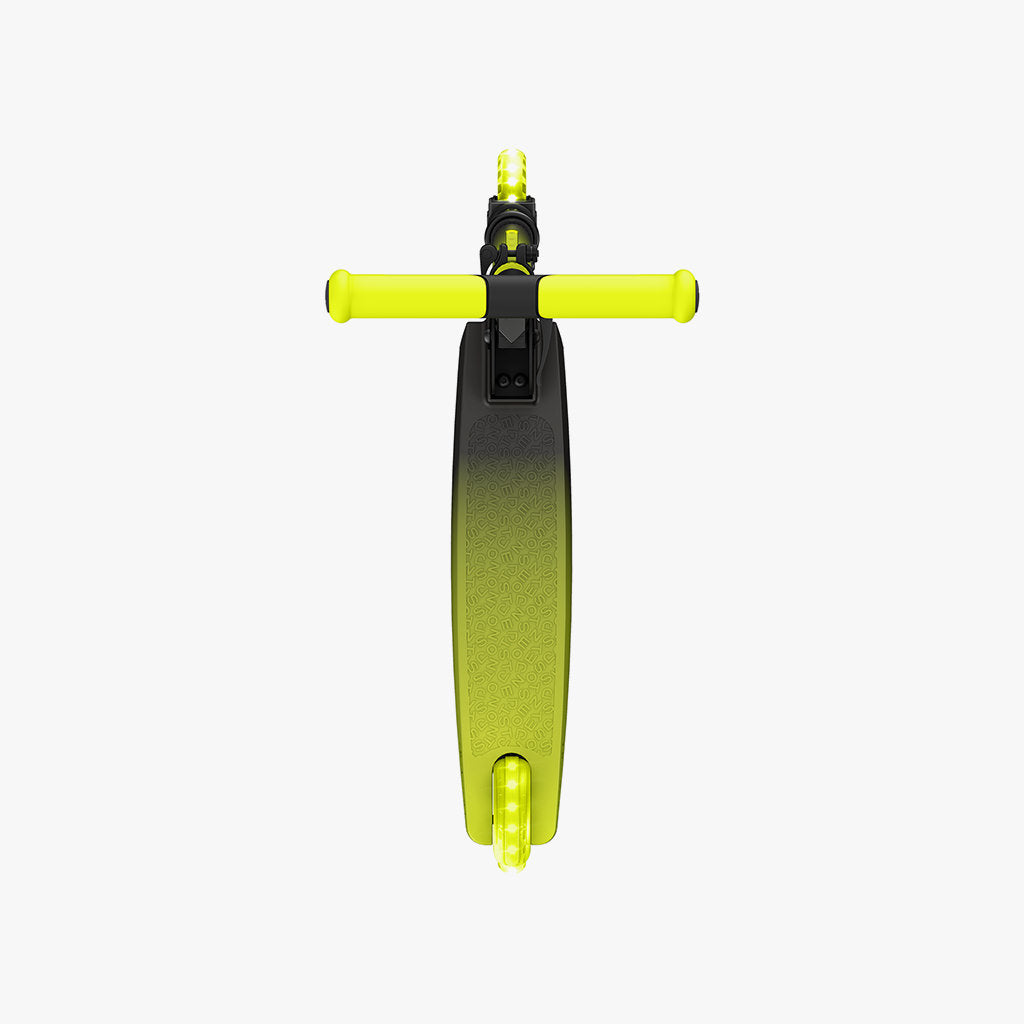 aerial view of the electric yellow juno kick scooter