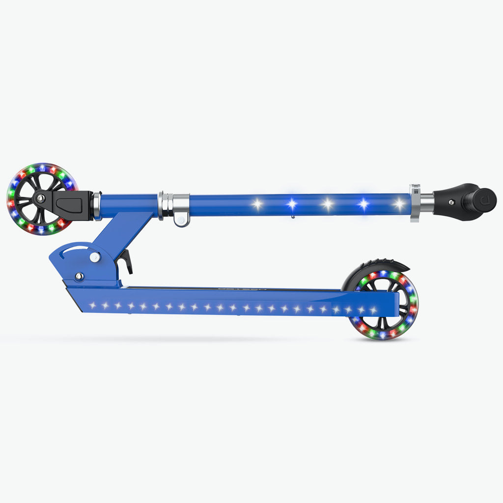 blue jupiter kick scooter folded in half