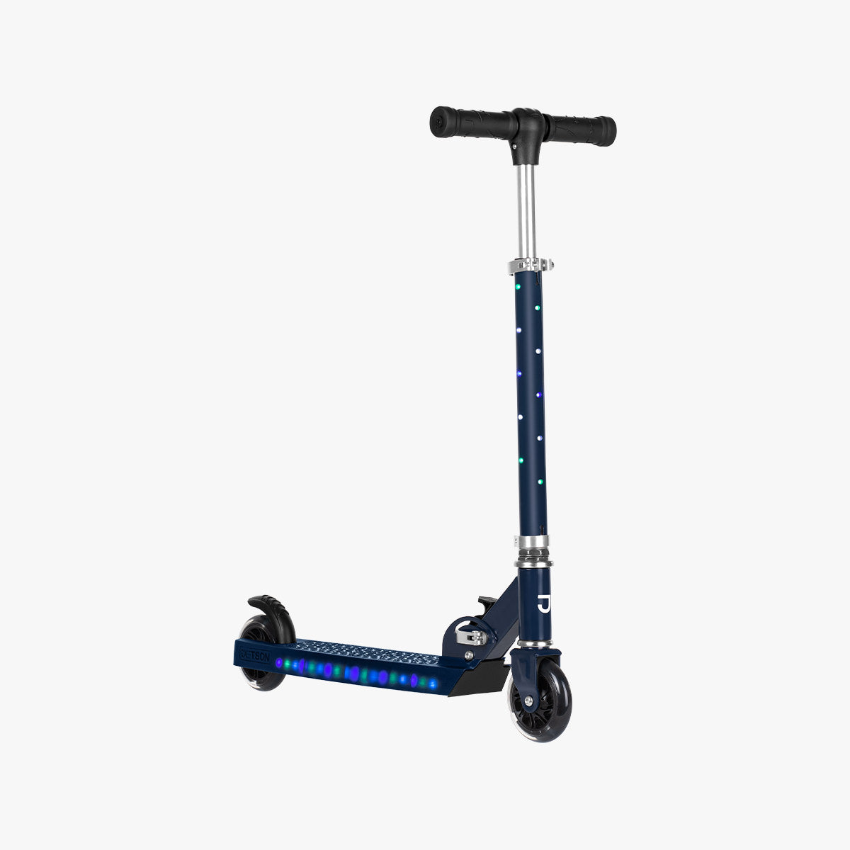 navy jupiter kick scooter facing forward on a diagonal