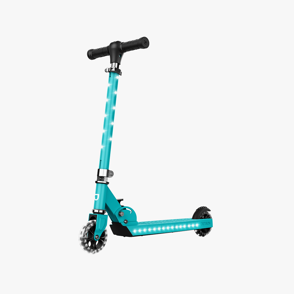  Jetson Scooters - Jupiter Jumbo Kick Scooter (Black) -  Collapsible Portable Kids Push Scooter - Lightweight Folding Design with  Big Wheels and High Visibility RGB Light Up LEDs on Stem