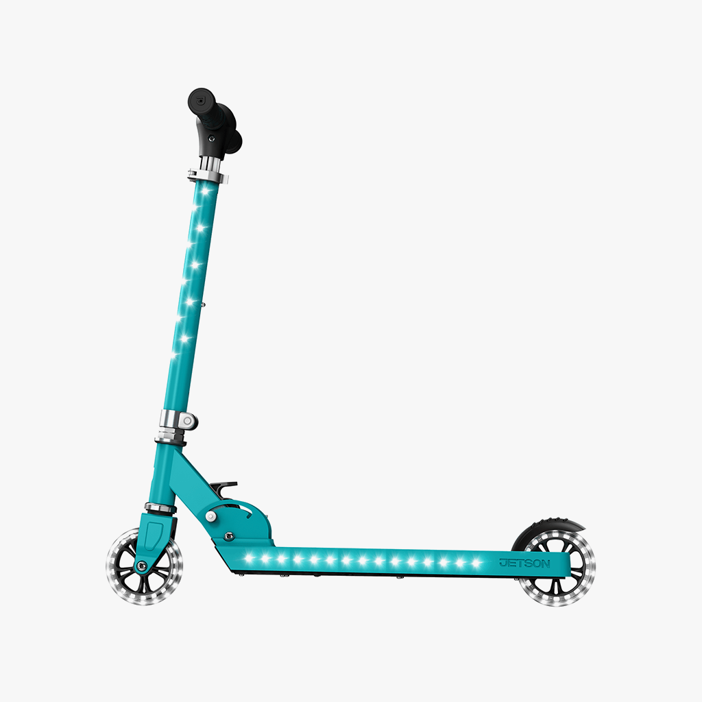 teal jupiter kick scooter facing left