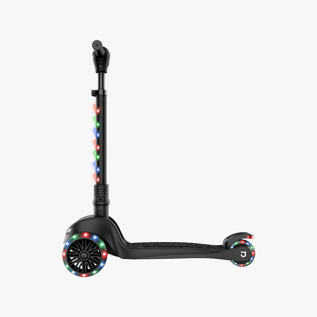 black jupiter mini kick scooter facing left