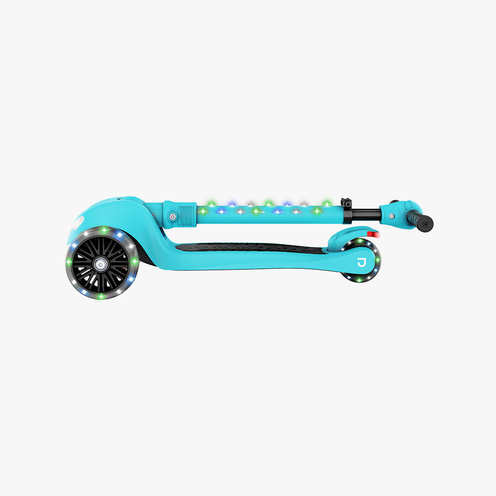 jupiter mini kick scooter in blue folded in half