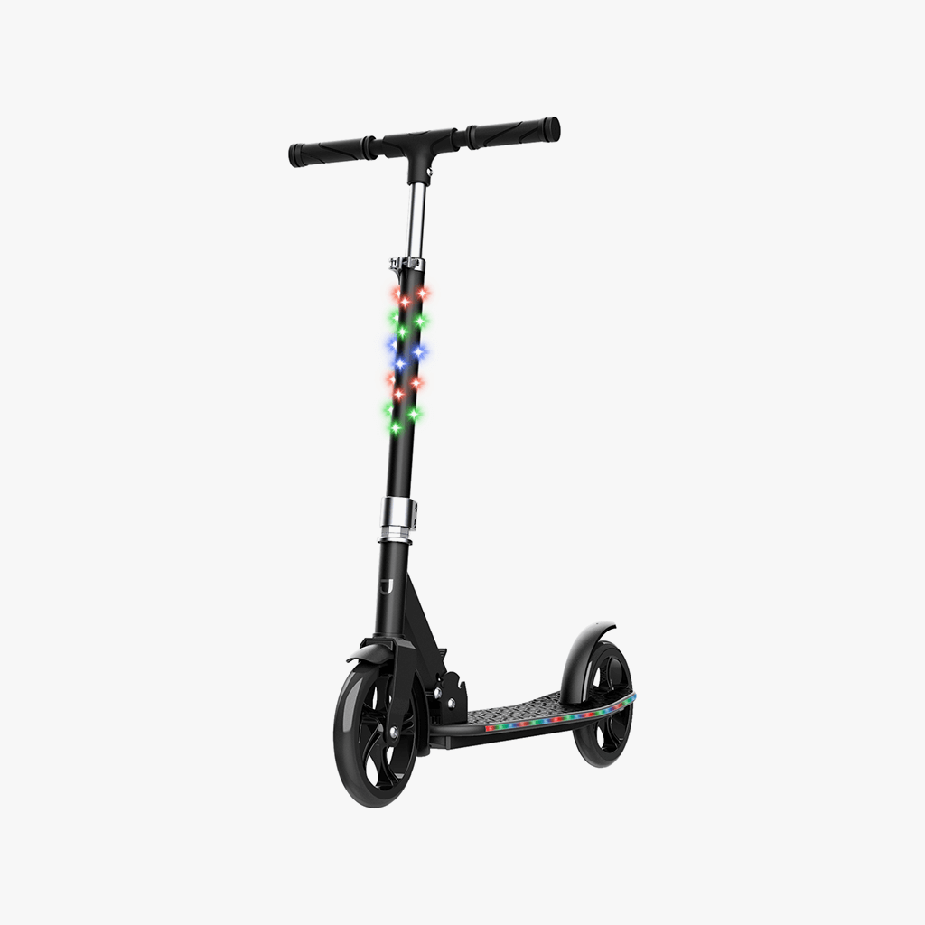 black jupiter jumbo scooter facing forward on a diagonal