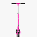 straight on view of the pink jupiter jumbo scooter with the handlebar raised