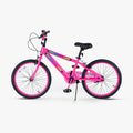 side view of pink JLR X bike facing to the left with the kickstand down