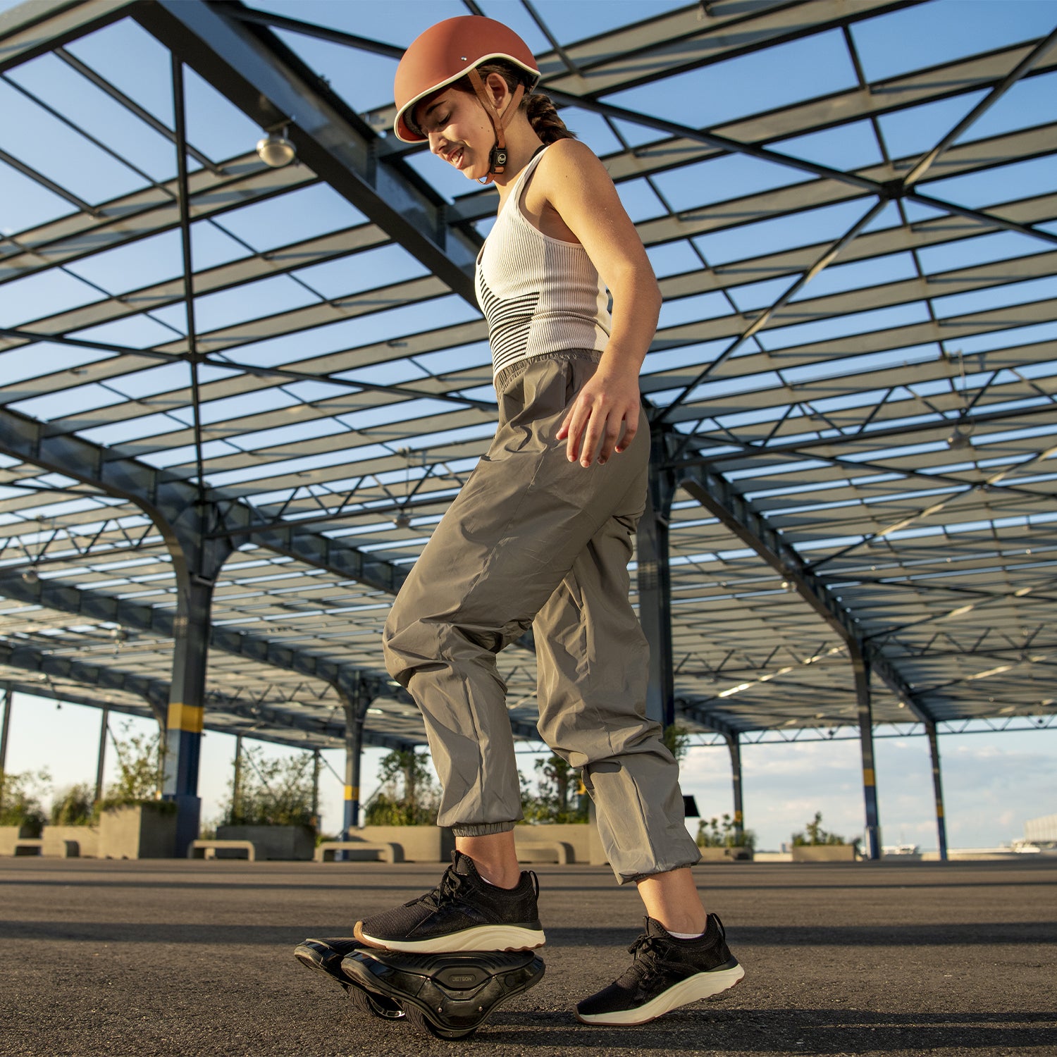 young person with one foot on their MotoKicks