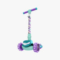 green and purple Little Mermaid kick scooter facing front