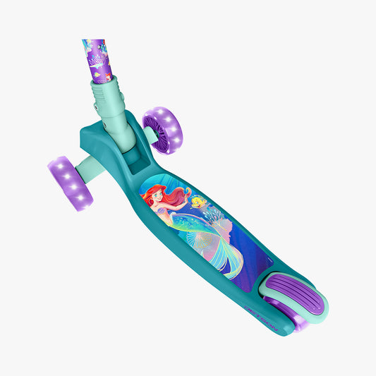 close up of Little Mermaid scooter deck with an image of a mermaid