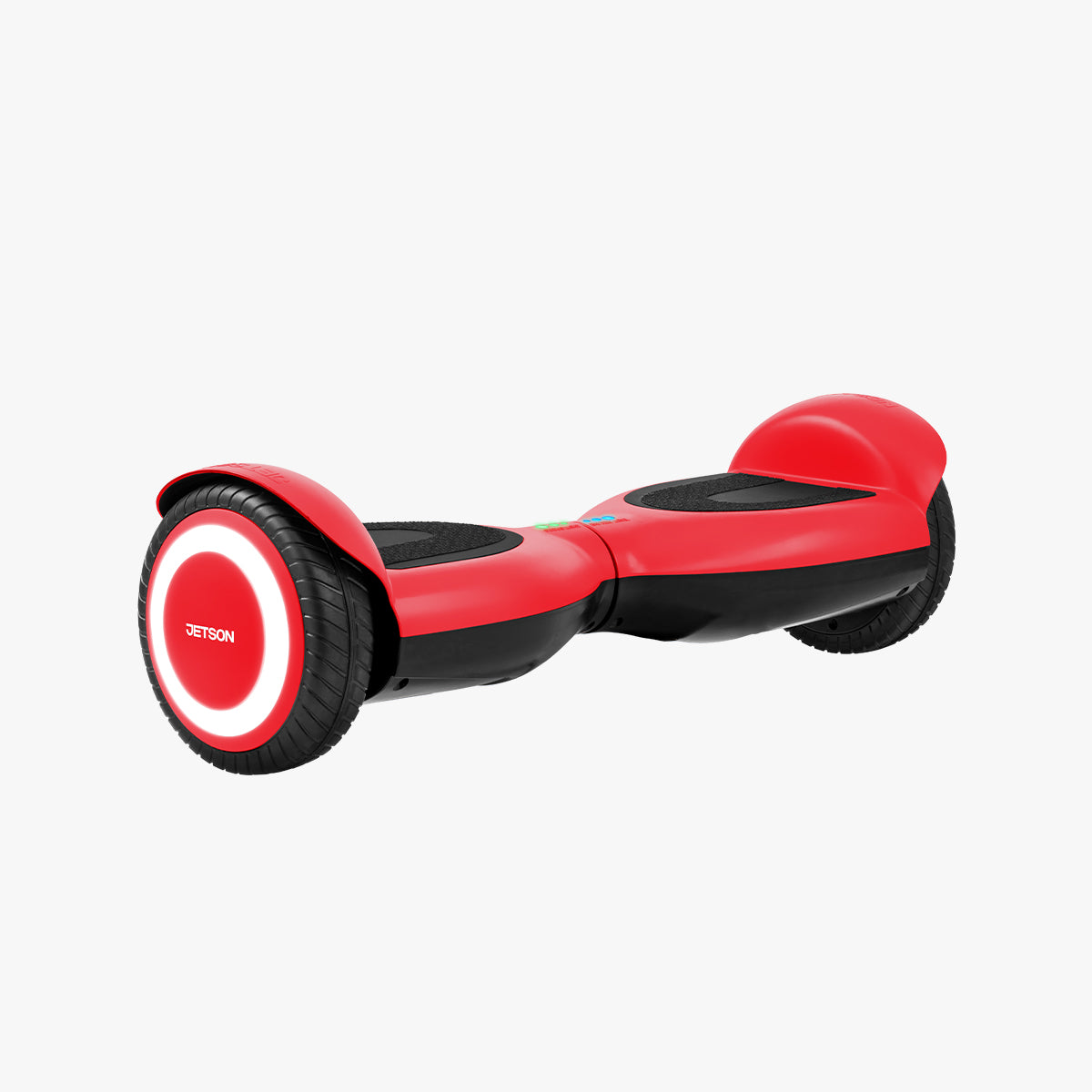 view of the red Prism hoverboard angled to the right