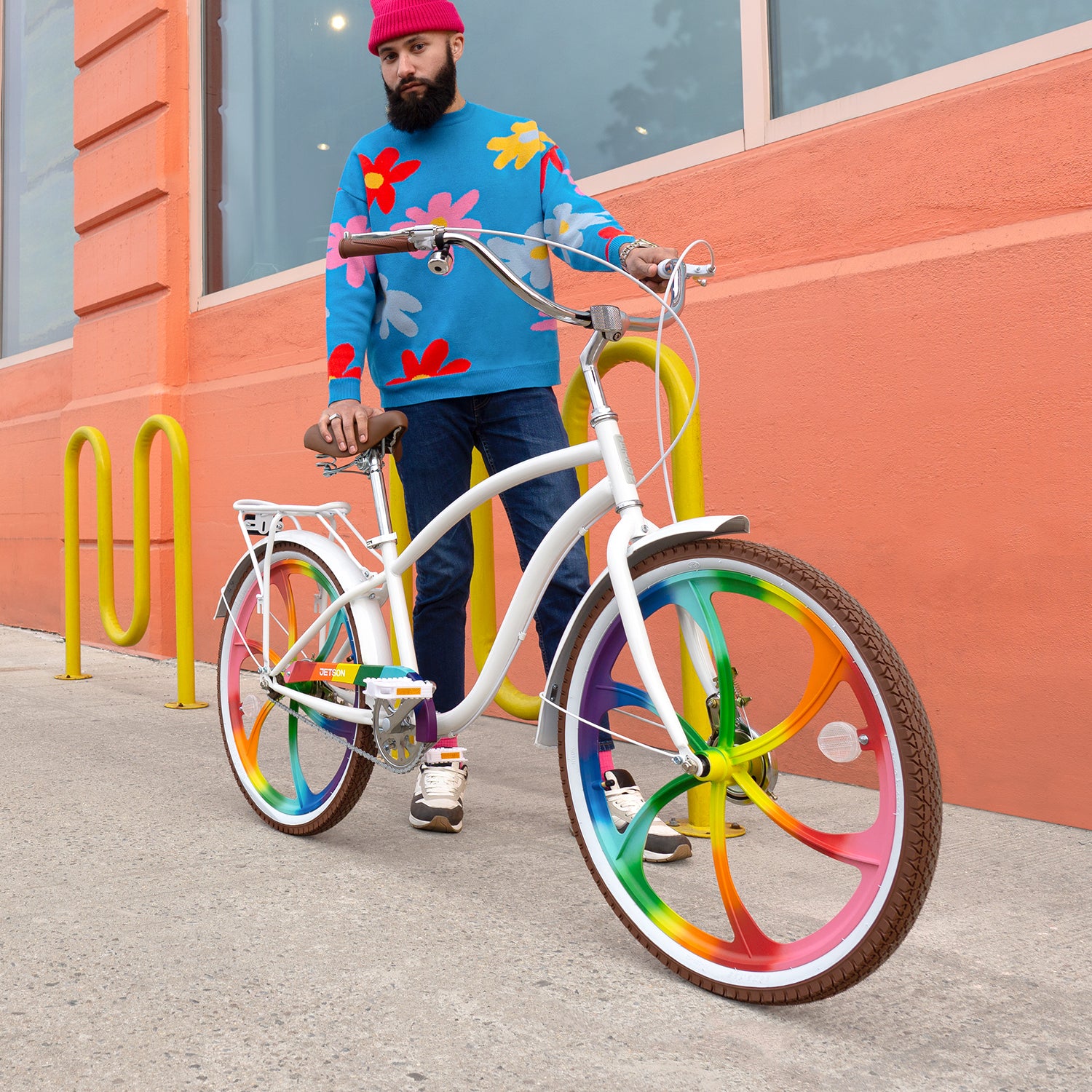 person standing next to the Zephyr bike facing out