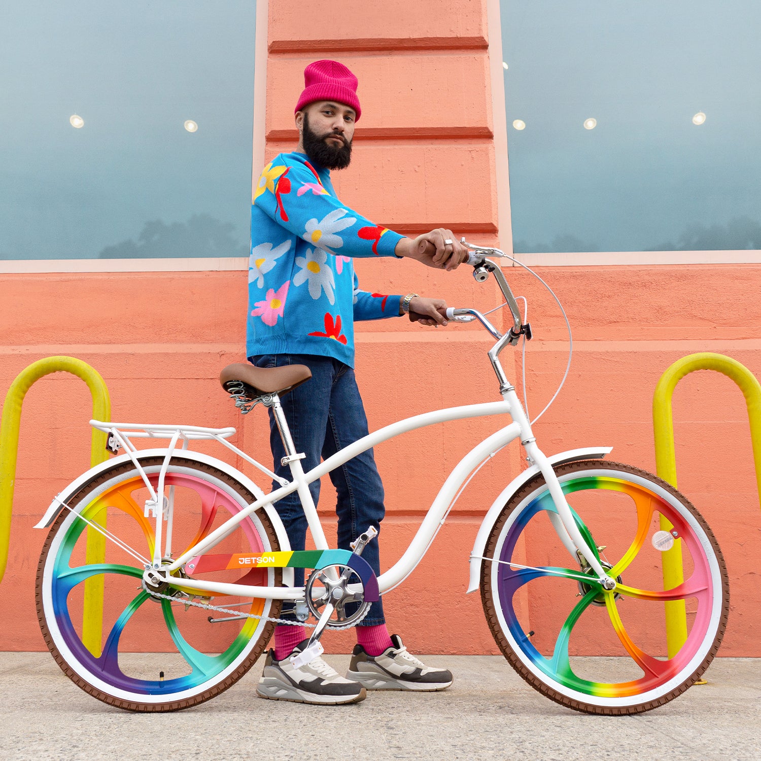 person holding onto the Zephyr bike on the street