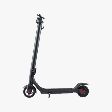 Rhythm e-scooter faced to the left with the kickstand down